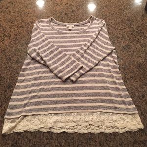 Loft XL sweater with lace hem